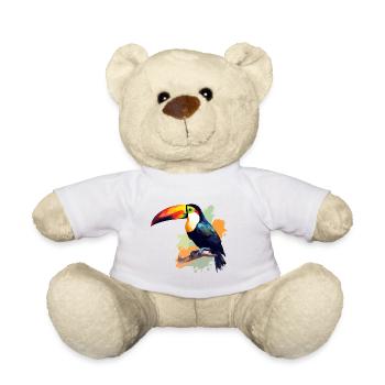 Toucan vert orange éclaboussure de couleur - Nounours - blanc - Devant