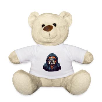 Cool Bulldog with Hoodie Streetwear Style Dogs - Teddy Bear - white - Front