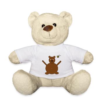Brauner Bär & gelbe fliegende Honigbiene Hummel - Teddy - Weiß - Vorne