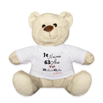 Je n Ai Pas 63 Ans Cadeau d anniversaire - Nounours - blanc - Devant