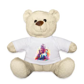 Einhorn Regenbogen Schloss Bunt Magie Fantasie - Teddy - Weiß - Vorne