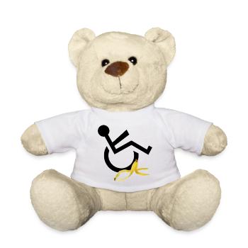 Wheelchair user slips on banana humor # - Teddy Bear - white - Front