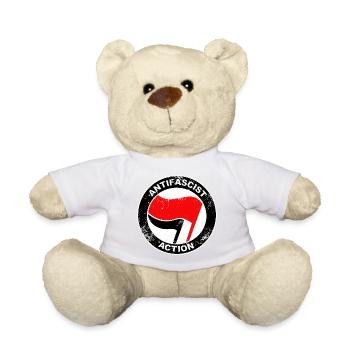 Antifaschistische Aktion Logo Grunge - Teddy - Weiß - Vorne