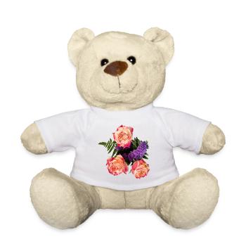 Bouquet de roses à la lueur lavande - Nounours - blanc - Devant
