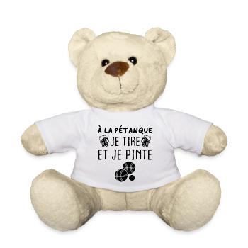 A la pétanque je tire et je pinte - Nounours - blanc - Devant
