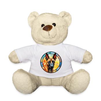 Belgian Malinois Dog Breed Watercolor Glass - Teddy Bear - white - Front