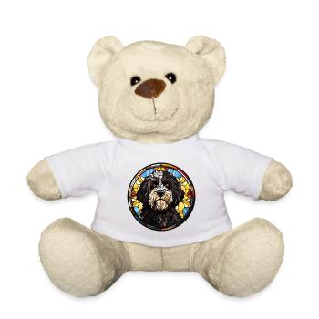 Portugiesische Wasserhunderasse Aquarellglas - Teddy - Weiß - Vorne