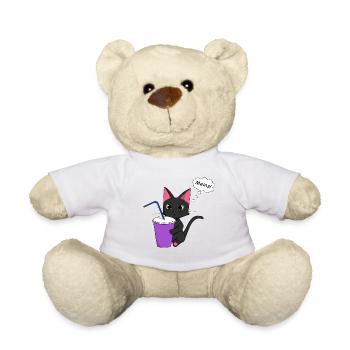 Verspielte Katzenillustration mit Getränk - Teddy - Weiß - Vorne