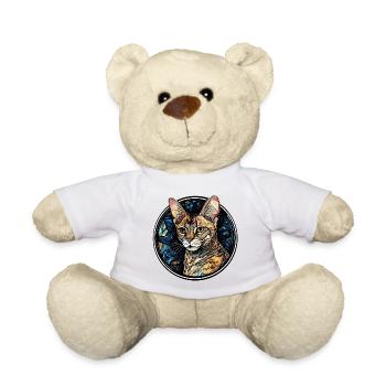 Ocicat Katzenrasse Aquarellglas - Teddy - Weiß - Vorne