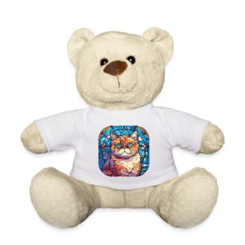 Colorful Exotic Shorthair Cat Breed Watercolor - Teddy Bear - white - Front