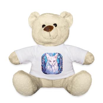 Colorful Turkish Angora Cat Breed Watercolor Paint - Teddy Bear - white - Front