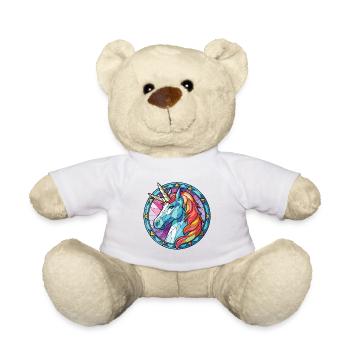 Einhorn-Bunte Aquarell-Tierillustration - Teddy - Weiß - Vorne