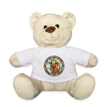 Bull Colorful Watercolor Animal Pet Illustration - Teddy Bear - white - Front