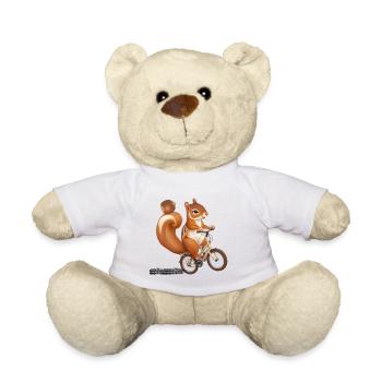 cute squirrel riding a bike - Teddy Bear - white - Front