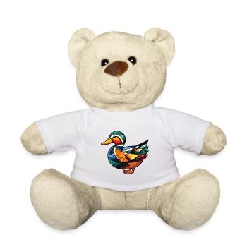 Canard mandarin Aquarelle colorée Animal Cartoon - Nounours - blanc - Devant