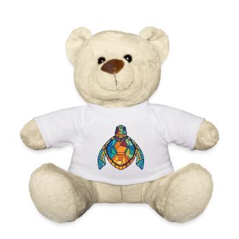 Turtle Colorful Watercolor Animal Pet Illustration - Teddy Bear - white - Front