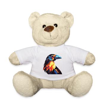 Crow Colorful Watercolor Animal Pet Illustration - Teddy Bear - white - Front