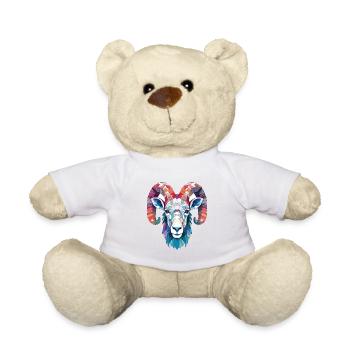 Bighorn Sheep Colorful Watercolor Animal Cartoon - Teddy Bear - white - Front