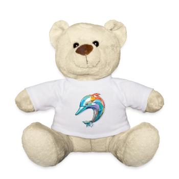 Dolphin Colorful Watercolor Animal Illustration - Teddy Bear - white - Front
