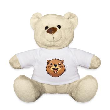 Beaver Cartoon Kawaii Watercolor Illustration - Teddy Bear - white - Front