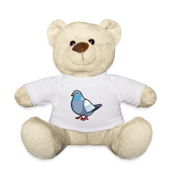 Pigeon Cartoon Kawaii Aquarelle Illustration - Nounours - blanc - Devant