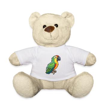 Papageien-Karikatur-Kawaii-Aquarell-Illustration - Teddy - Weiß - Vorne