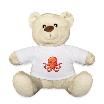 Oktopus-Karikatur-Kawaii-Aquarellillustration - Teddy - Weiß - Vorne