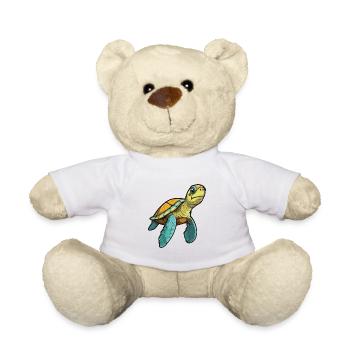 Green Sea Turtle Cartoon Kawaii Illustration - Teddy Bear - white - Front