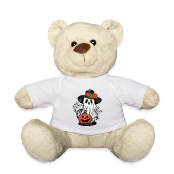 Ghost With a Pumpkin 2 - Teddy Bear - white - Front