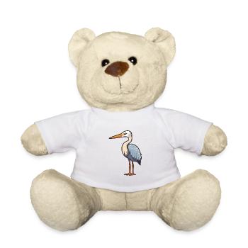 Großer blauer Reiher Cartoon Kawaii Illustration - Teddy - Weiß - Vorne