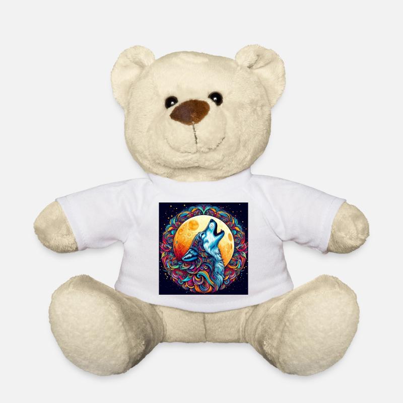 Wolf heult den Mond an - Teddy - Weiß