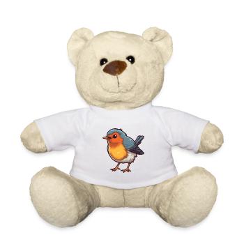 Robin Cartoon Kawaii Watercolor Illustration - Teddy Bear - white - Front