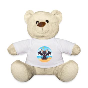 Chauve-souris Cartoon Yoga Beach Illustration d’été - Nounours - blanc - Devant