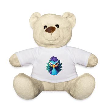 Niedlicher Pfau mit Brille Cartoon Kawaii - Teddy - Weiß - Vorne