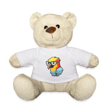 Papagei mit Brille Cartoon Kawaii Illustration - Teddy - Weiß - Vorne