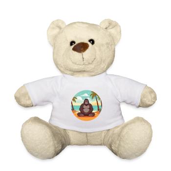 Gorilla Cartoon Yoga Beach Summer Illustration - Teddy Bear - white - Front