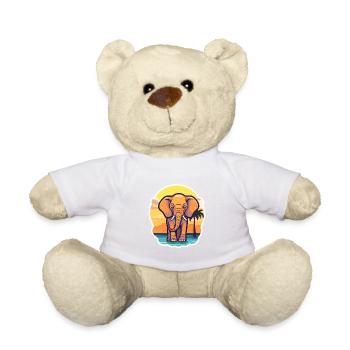 Elephant Funny Cartoon Kawaii Beach Illustration - Nounours - blanc - Devant