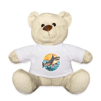 Requin drôle de dessin animé kawaii plage illustration - Nounours - blanc - Devant