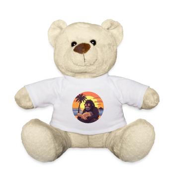 Gorilla Cute Funny Cartoon Kawaii Book Beach - Teddy Bear - white - Front