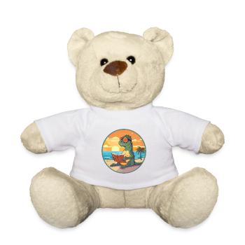 Leguan Niedliche Lustige Karikatur Kawaii Buch Strand - Teddy - Weiß - Vorne