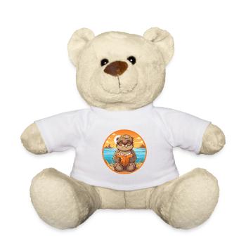 Otter Niedliche Lustige Karikatur Kawaii Buch Strand - Teddy - Weiß - Vorne