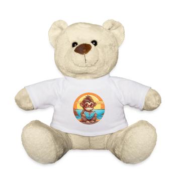 Affe Niedliche Lustige Karikatur Kawaii Buch Strand - Teddy - Weiß - Vorne