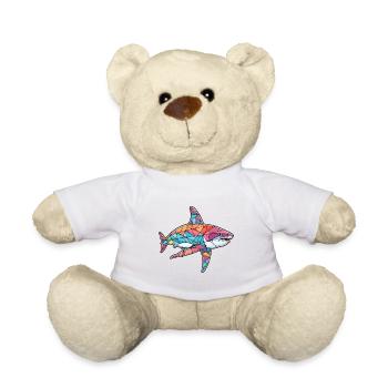Shark Colorful Watercolor Animal Pet Illustration - Teddy Bear - white - Front