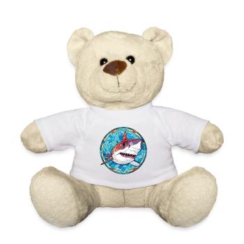 Shark Colorful Watercolor Animal Pet Illustration - Teddy Bear - white - Front