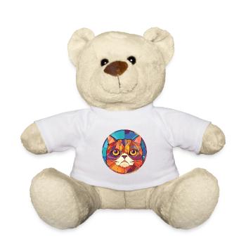 Exotic Shorthair Cat Colorful Watercolor Cartoon - Teddy Bear - white - Front