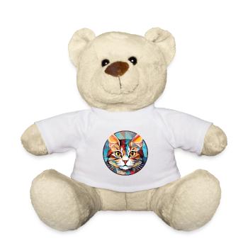 American Wirehair Cat Colorful Watercolor Cartoon - Teddy Bear - white - Front