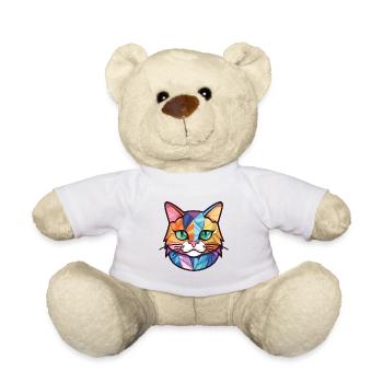 Munchkin chat aquarelle colorée pour animaux de compagnie Illustration - Nounours - blanc - Devant