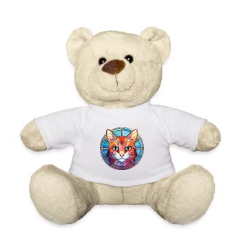 Hantilly Tiffany Cat Colorful Watercolor Cartoon - Teddy Bear - white - Front