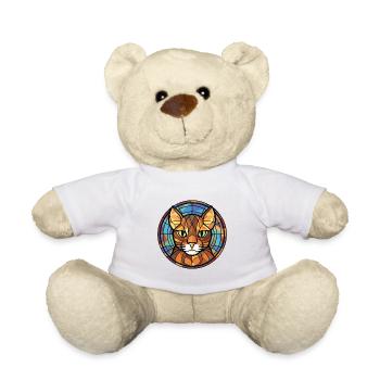 Havana Brown Cat Colorful Watercolor Illustration - Teddy Bear - white - Front
