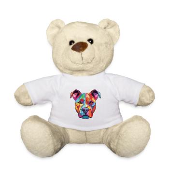 American Pitbull Terrier Dog Breed Watercolor - Teddy Bear - white - Front